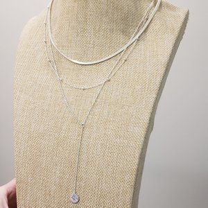 Essentials, NWT, 3 layer, 3 sizes, 3 styles, silver plated 17" necklace